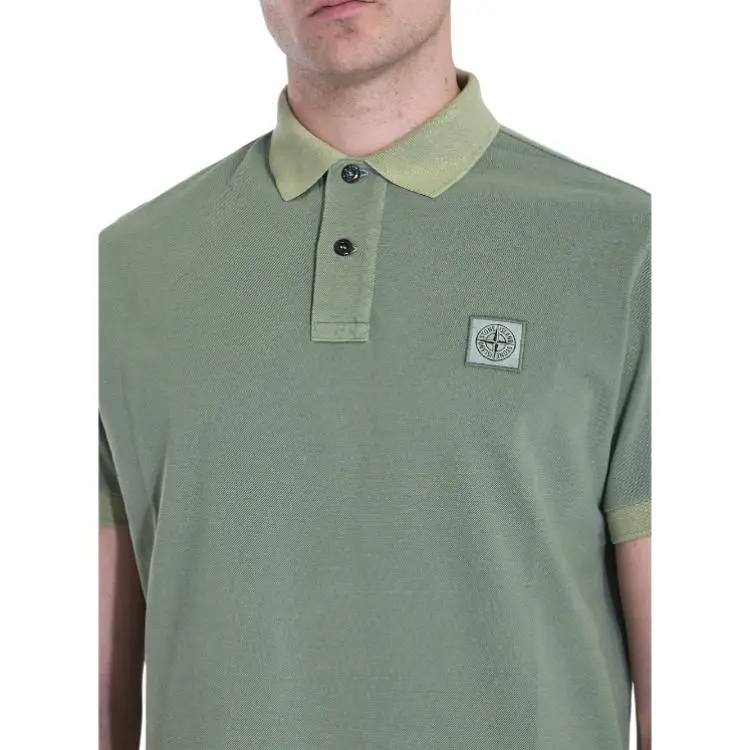 STONE ISLAND Compass Patch Buttoned Polo Shirt-2