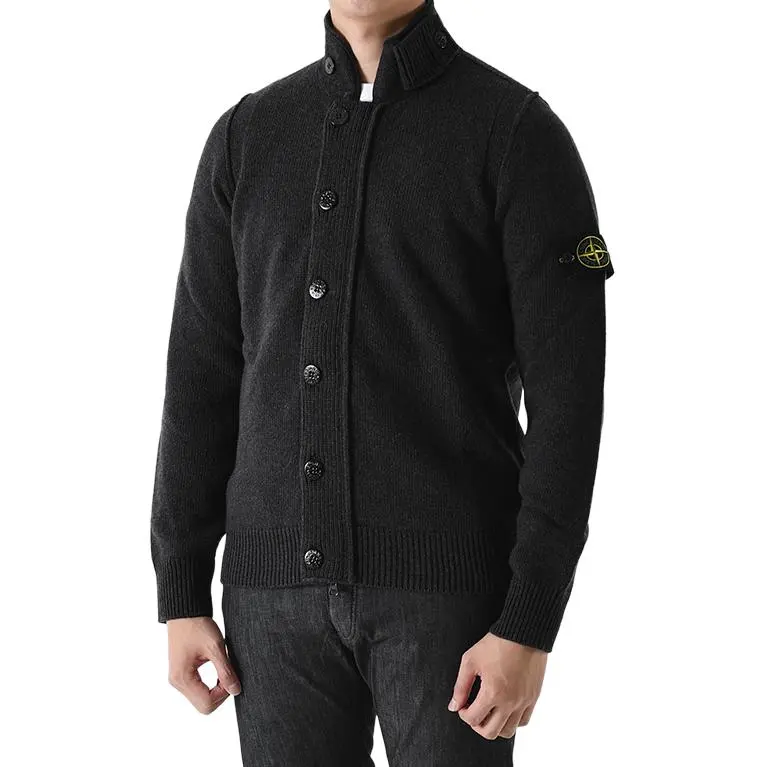 STONE ISLAND Logo patch Button up Cardigan-2
