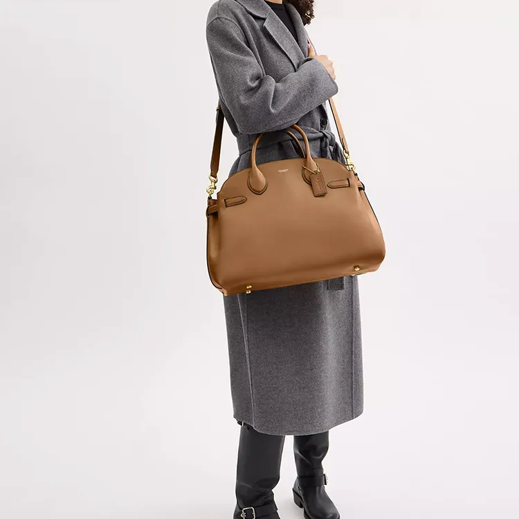 COACH Empire Grain Leather Shoulder Bag, Crossbody Bag, Handbag Large Size Women's Honey Brown-5