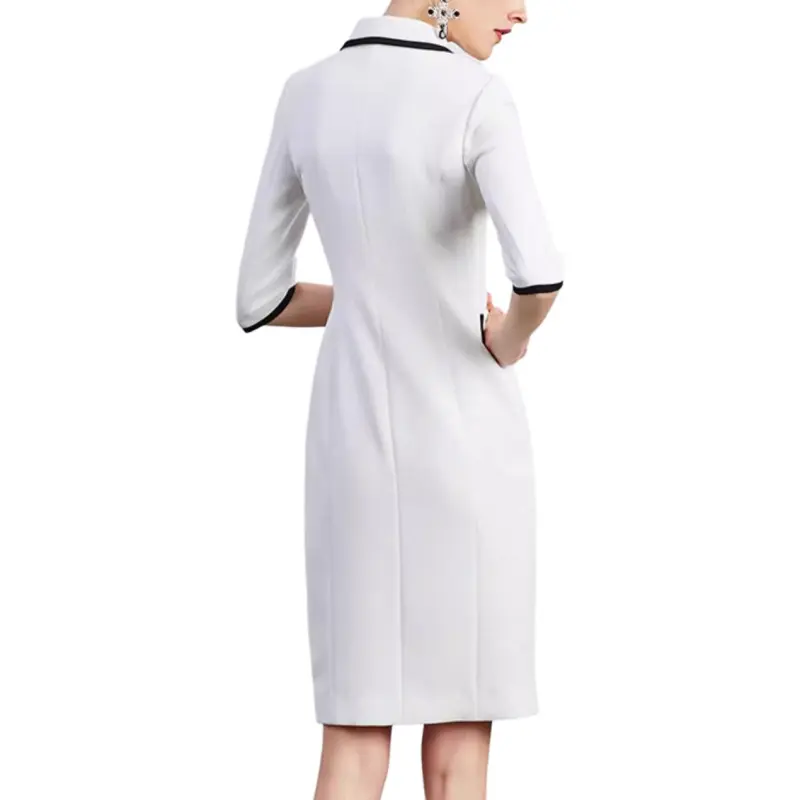 ONE SHALLOW Long Sleeved Dresses Women's White-1