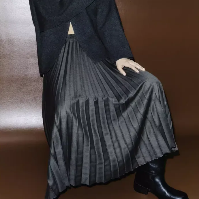 ZARA Casual Long Skirt Women's Coal Gray-3