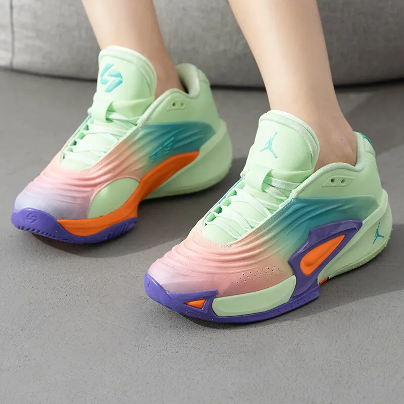 Jordan Luka 3 Cushioning, Wear Resistant Low Top Children's Basketball Shoes Green Purple Unisex-2