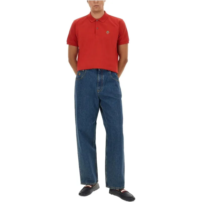 BALLY Logo Embroidered Straight Hem Polo Shirt-3