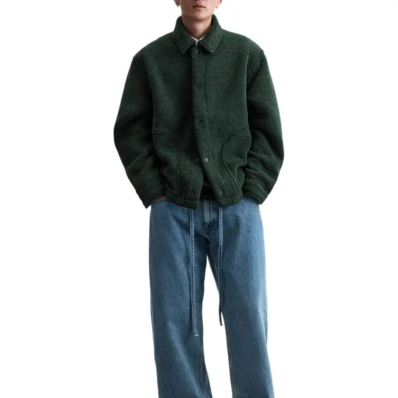 ZARA Velvet feel Coat Men's Green-5