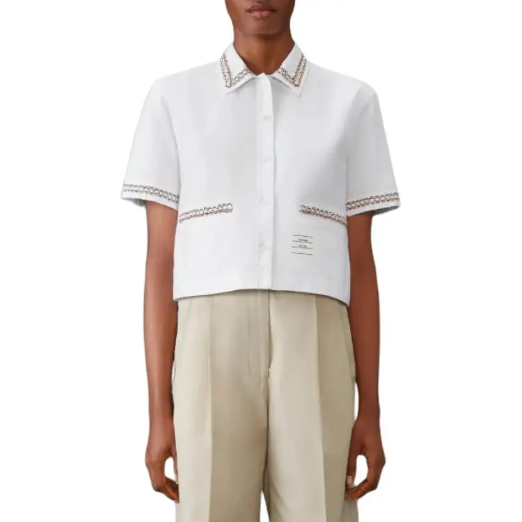 THOM BROWNE Oxford Cropped Shirt-1