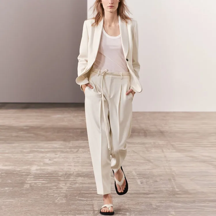 ZARA Casual Pants Women's White-1