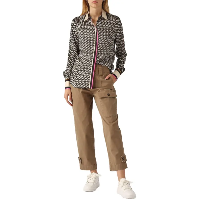 PINKO New Nora Geometric Printed Twill Weave Shirt-5