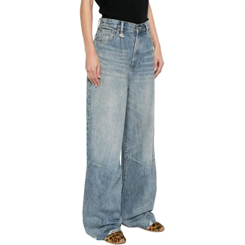 R13 Distressed Wide Leg Jeans-3