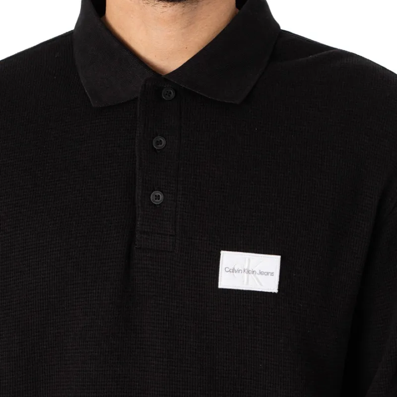 Calvin Klein Logo patch Long sleeve Polo Top-5