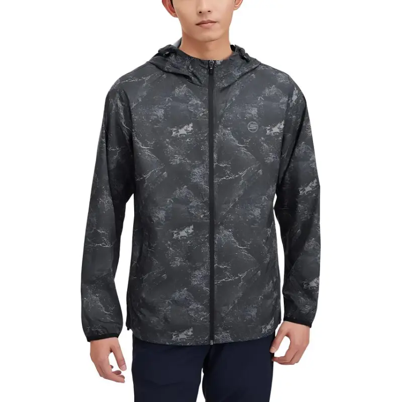 Skechers Basic Sports Series Breathable Sun Protection Clothing Men's Black Brown Textured-1