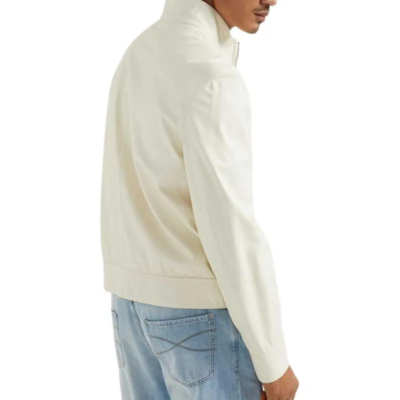 Brunello Cucinelli SS25 Leather Jacket Men's Panama Color-2