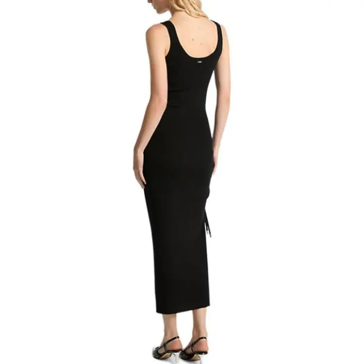 MICHAEL KORS Stretch Wool Blend Ruched Tank Dress-1