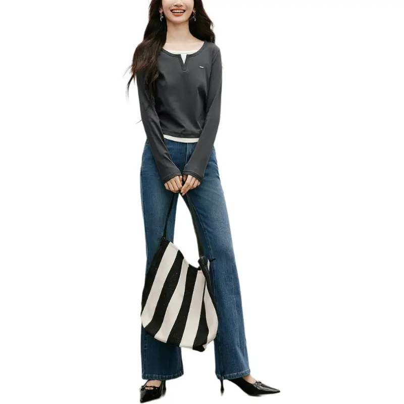 Hopeshow Jeans Women's Denim Blue-2