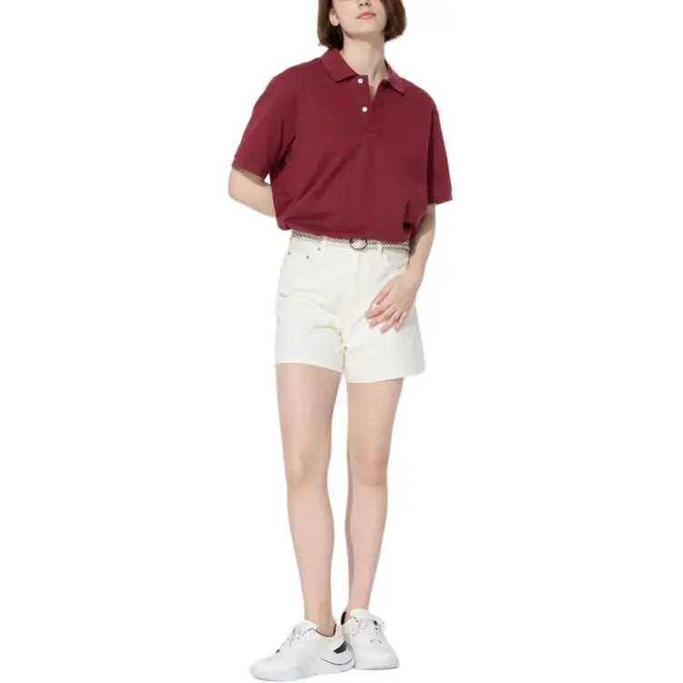 UNIQLO Polo Shirt Unisex Dark Red-3