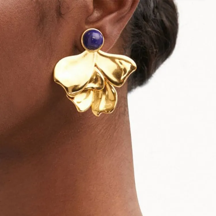 Oscar De La Renta Cabochon Petal Clip on Earrings-2