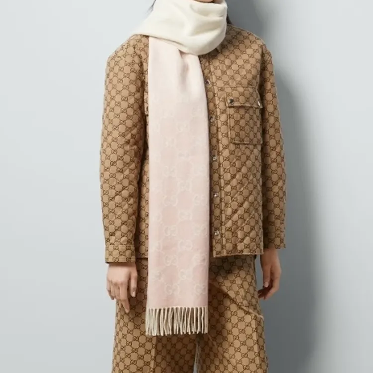 GUCCI Cashmere Knit Scarves Women's Pink-3