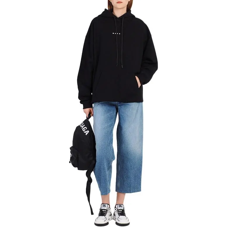 MARNI Logo print Cotton Hoodie-2