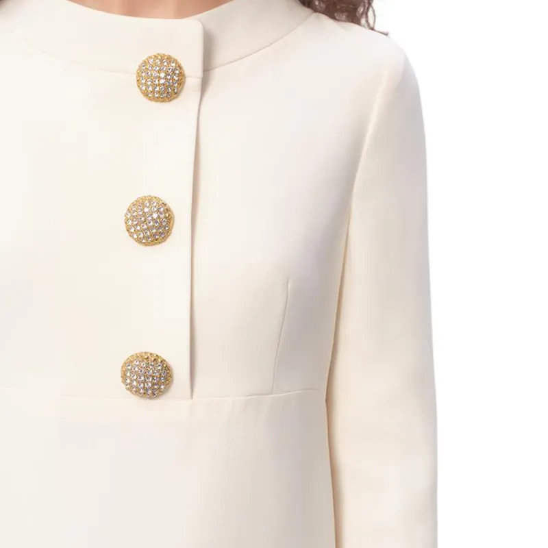 Valentino FW24 Short Sleeved Dress Women's Ivory White-4