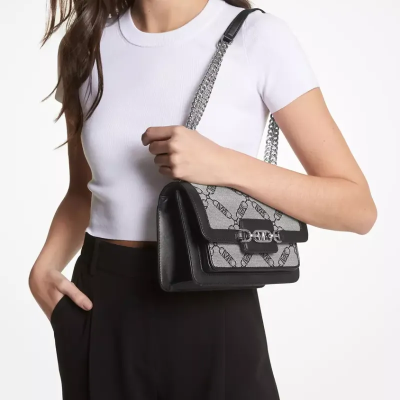 MICHAEL KORS Heather Fabric Envelope Bag, Crossbody Bag, Shoulder Bag Tubas Women's Black-4