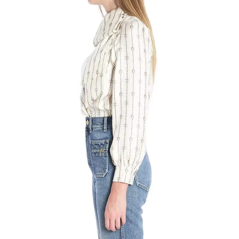 CELINE Lavalliere Bow Detailed Blouse-5