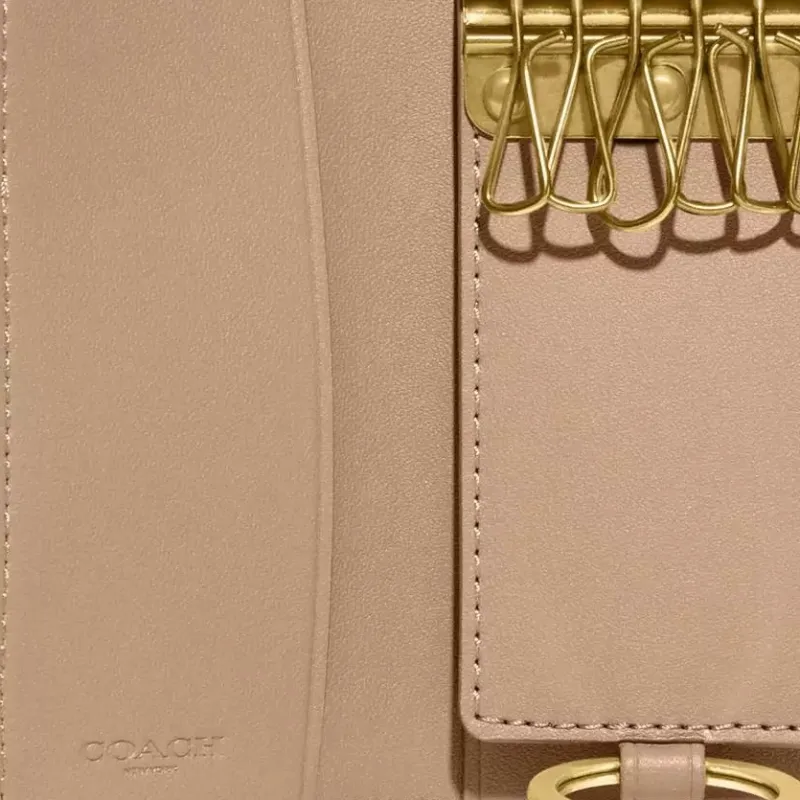 COACH Canvas With Leather Clutch Key Pouch Women's Milk White-3