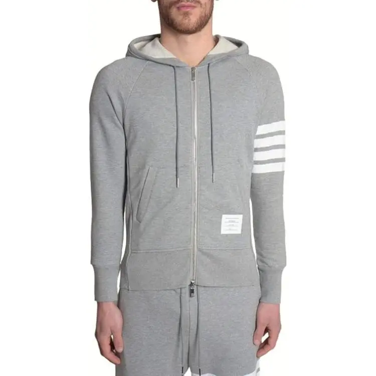 THOM BROWNE Classic Loopback 4 Bar Zip Hoodie-4
