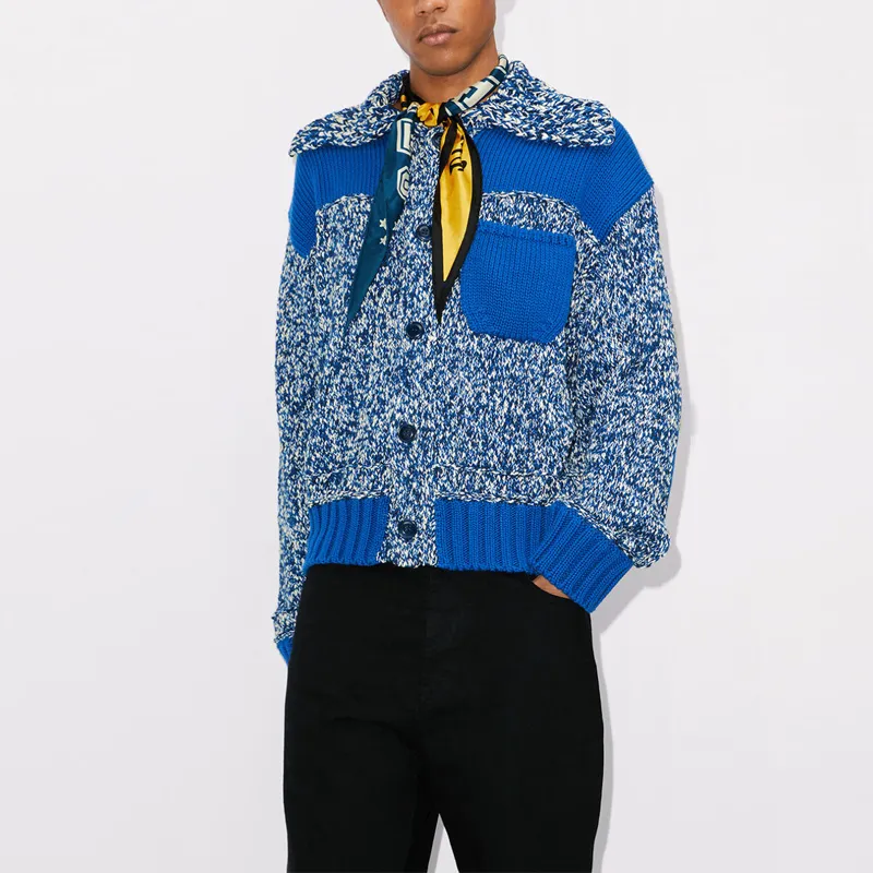 KENZO Contrast panel Knitted Cardigan-4