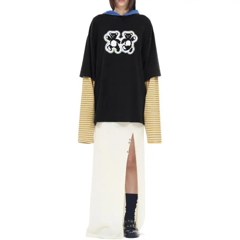 WE11DONE Teddy Twins Layered Hoodie-4