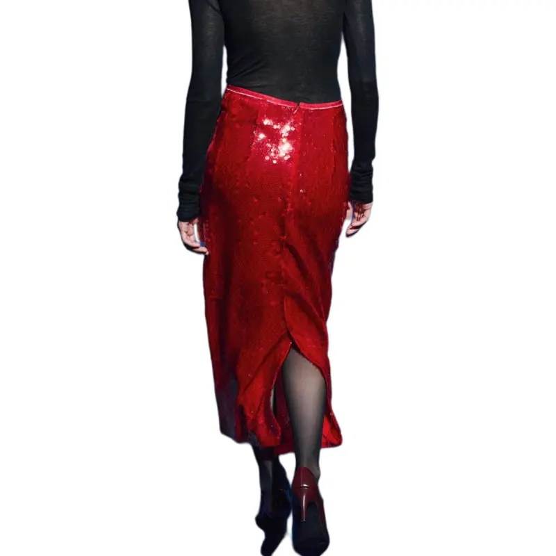 ZARA ZW Series Casual Long Skirt Women's Red-5