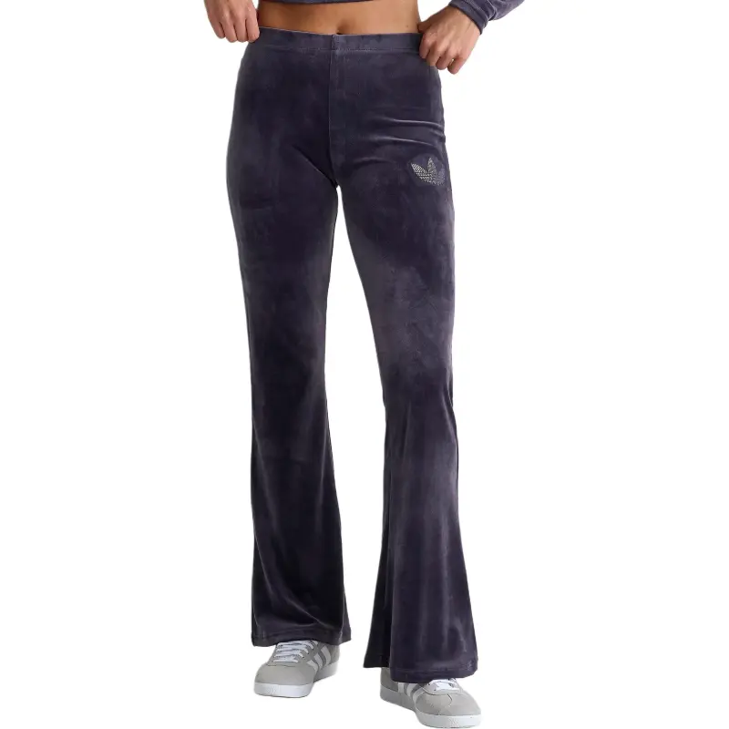 Adidas Women's Velvet Rhinestone Trefoil Joggers Aurora Black-4