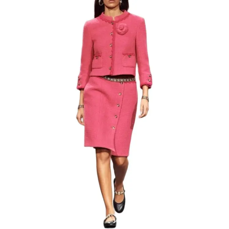 CHANEL FW24 Casual Long Skirts Women's Pink-1
