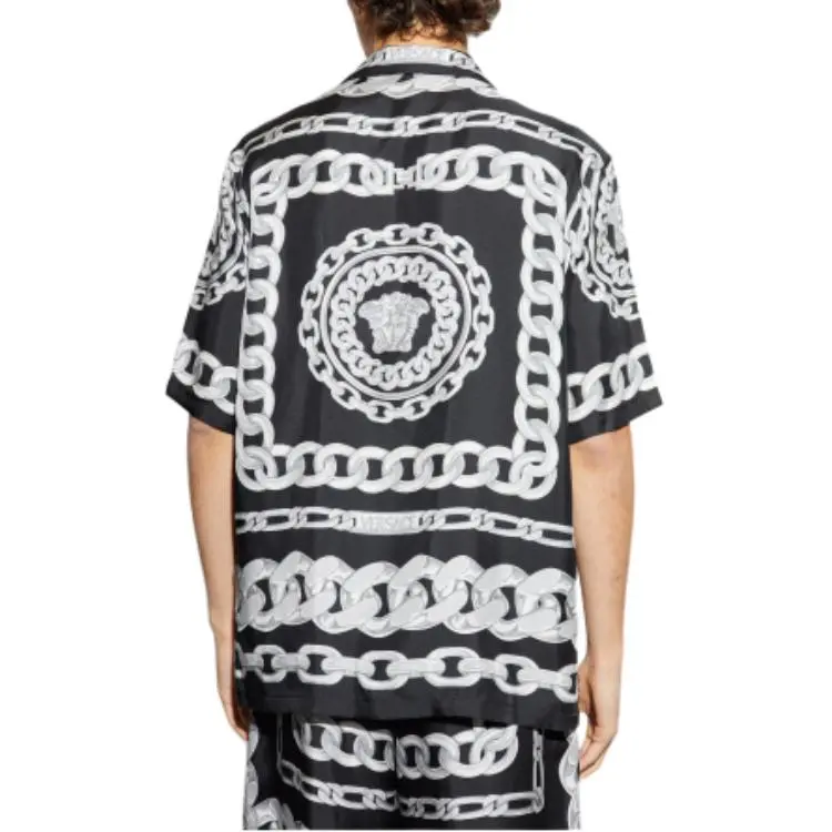 VERSACE Chain Link Printed Short Sleeved Shirt-4