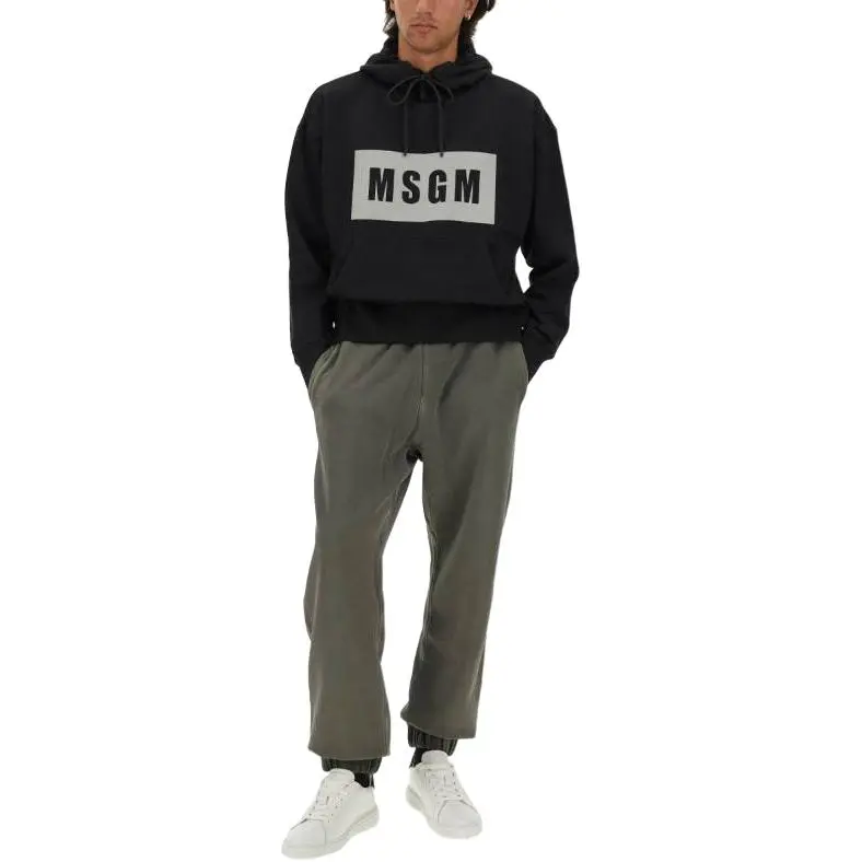 MSGM Logo Printed Drawstring Hoodie-1