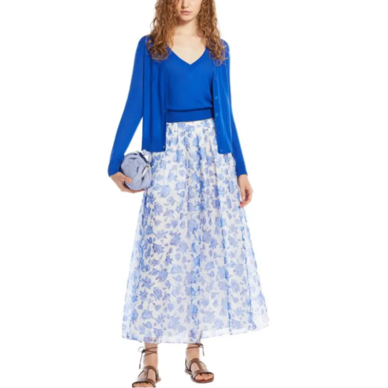WEEKEND MaxMara SS25 Casual Long Skirt Women's Blue-1
