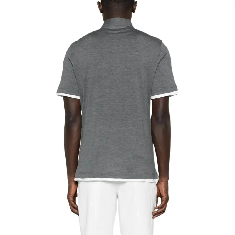 Brunello Cucinelli Contrast Trim Short Sleeved Polo Shirt-3
