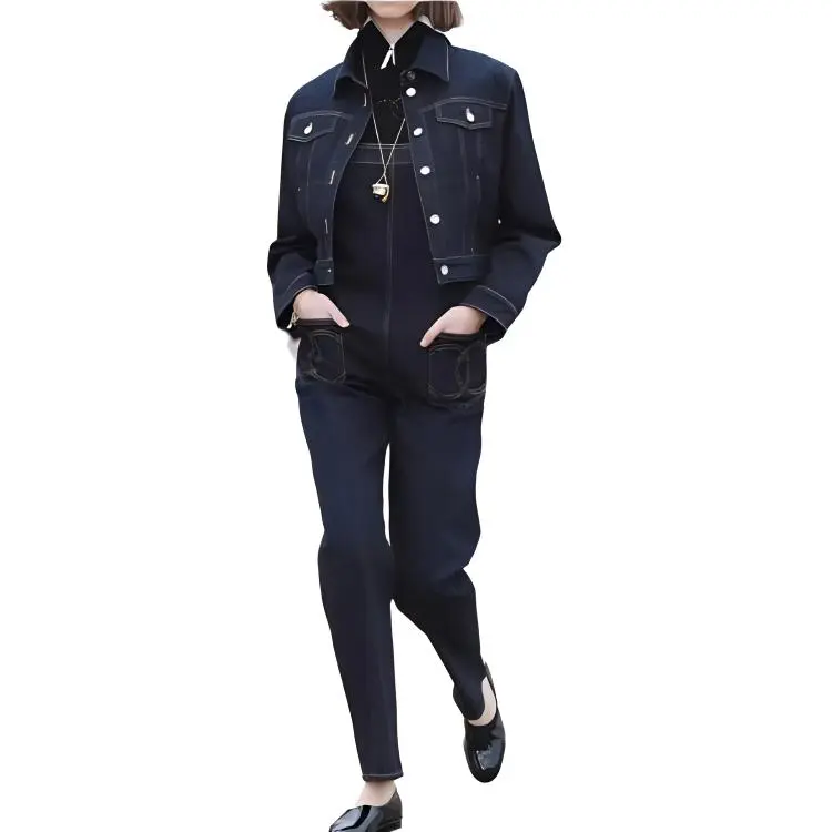 CHANEL Denim Jacket Women's Dark Blue-1