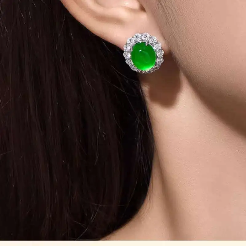 JUNWEN Chalcedony Stud Earrings Women's-2