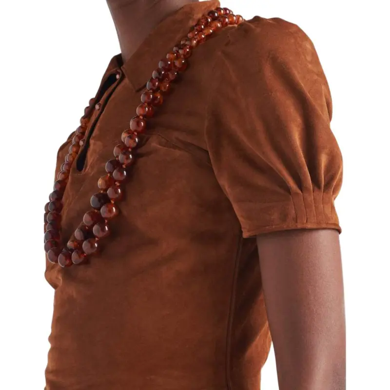 PRADA Short Sleeved Dress Women's Brown-3