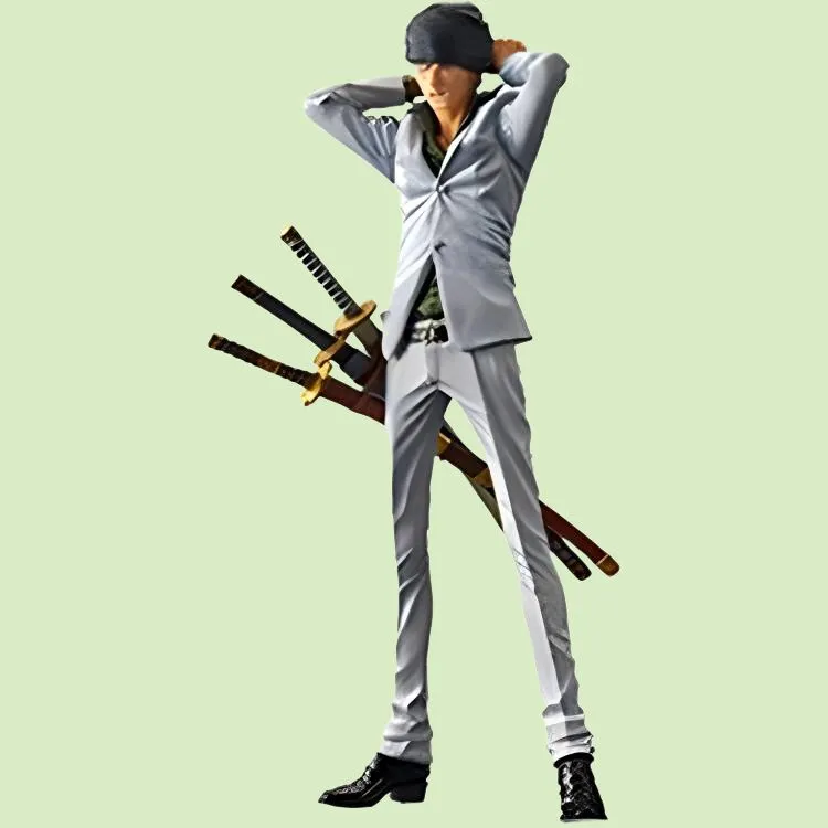 BANPRESTO Roronoa Zoro Glass Factory King Of Artist One Piece Roroya Zoro White Ver. Scale Figures 26cm-6