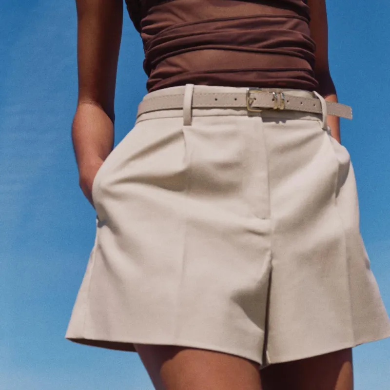 ZARA Casual Shorts Women's Light Camel-3