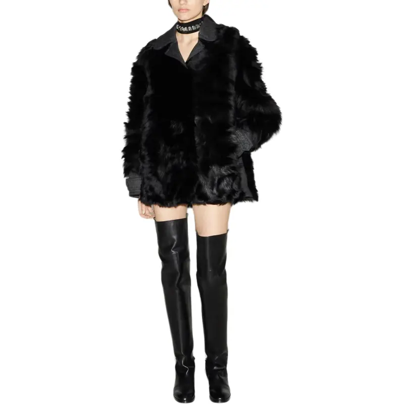 GUCCI FW24 Velvet-feel Coat Women's Black-1