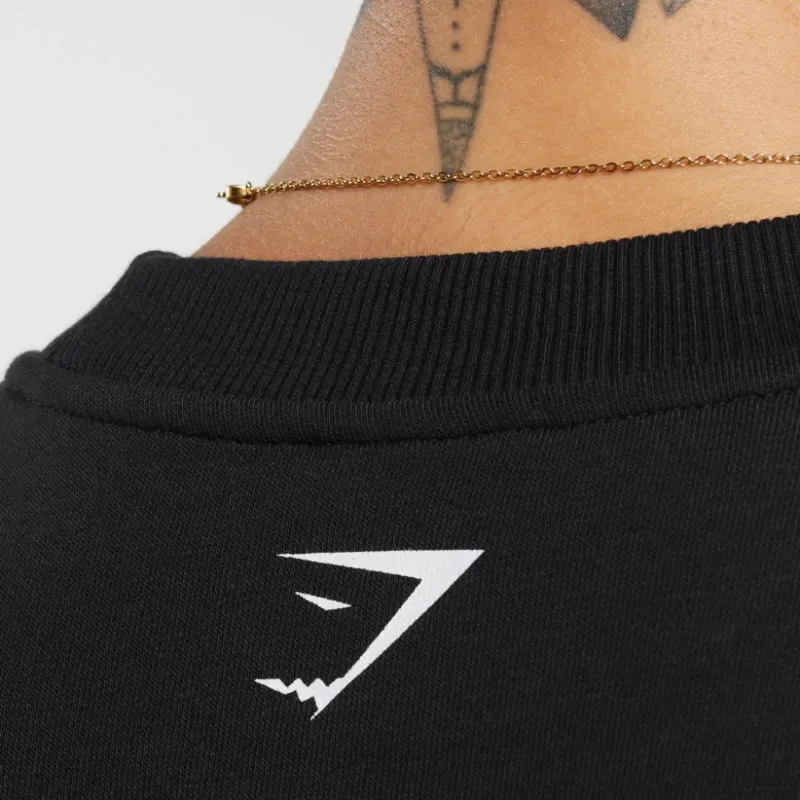 GYMSHARK FW24 Essentials Graphic Oversized Sweatshirt Women's Black-5