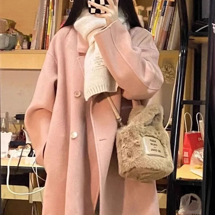 GULIANFEI Double Sided Woolen Coat Women's Oat-9