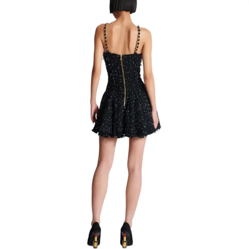 BALMAIN Polka dot Tweed Dress-4