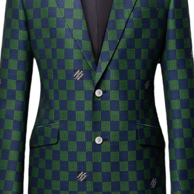 LOUIS VUITTON Jacquard Damier Wool Single Breasted Jacket-3
