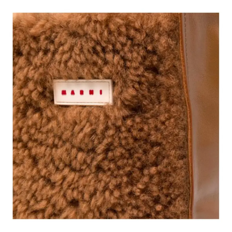 MARNI Shearling Logo Patch Tote Bag-2