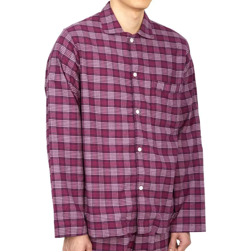 TEKLA Pajama Top Men's Red Purple Color-2