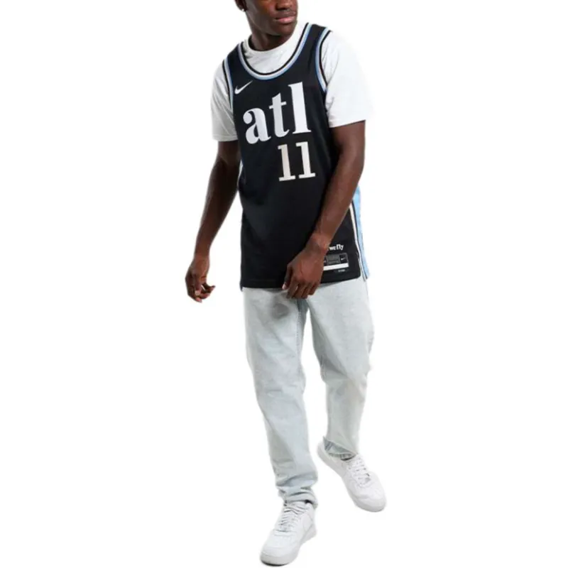 Nike Dri Fit Basketball Jersey City Edition 2023/24 Atlanta Hawks, Trae Young, Size 11 Men's Black-4