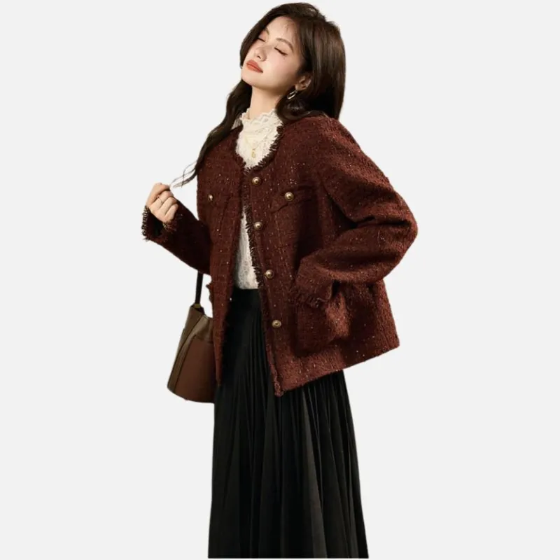 SUBEN Cropped Coat Women's Burgundy-2