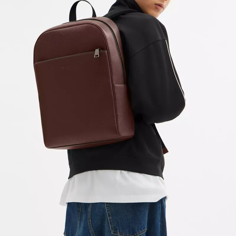 COACH Leather Backpack Men's Maple Leaf Red-3